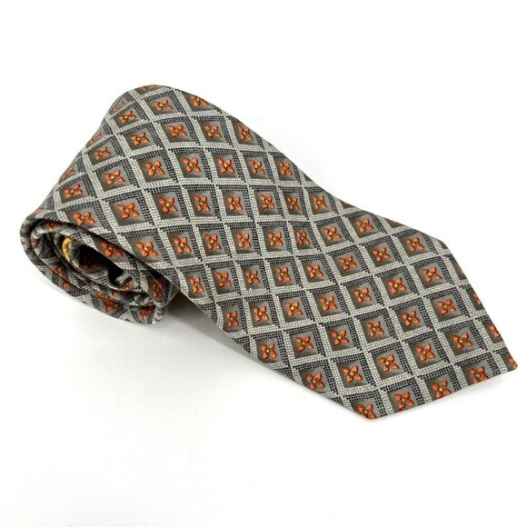 Ermenegildo Zegna Geometric 100% Silk Necktie Made in‎ Italy - Picture 1 of 6